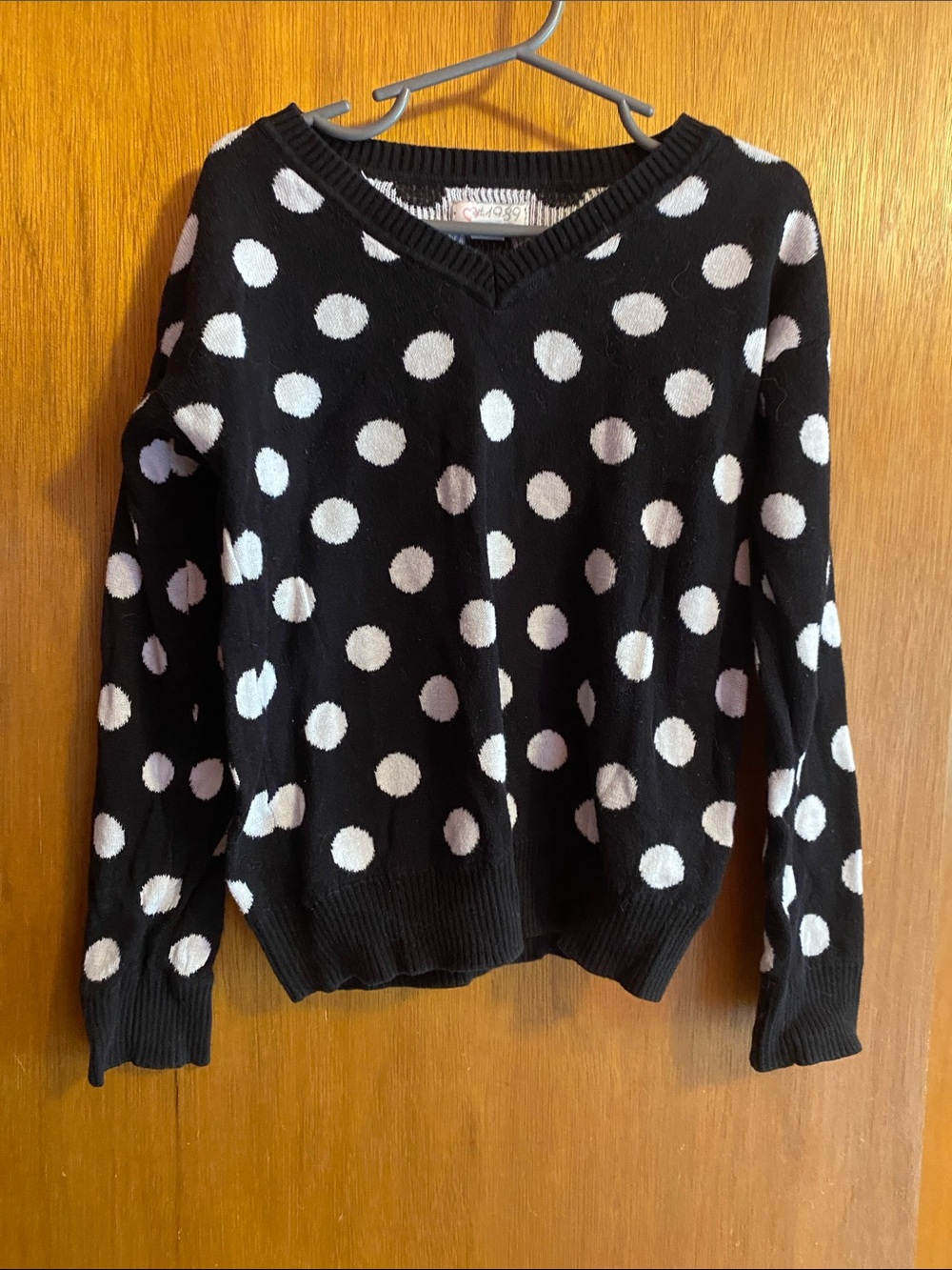 Black and white polka dot sweater 1989 Place